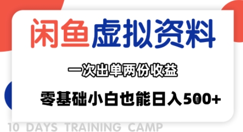 闲鱼虚拟资料新变现玩法，信息差项目，一次出单两份收益，无需囤货，可批量矩阵，零基础小白也能日入多张-猴哥VIP资源站