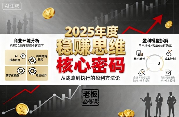 2025年度稳賺思维老板创业营，拆解2025年新商业环境下，企业实现持续盈利的核心密码-猴哥VIP资源站