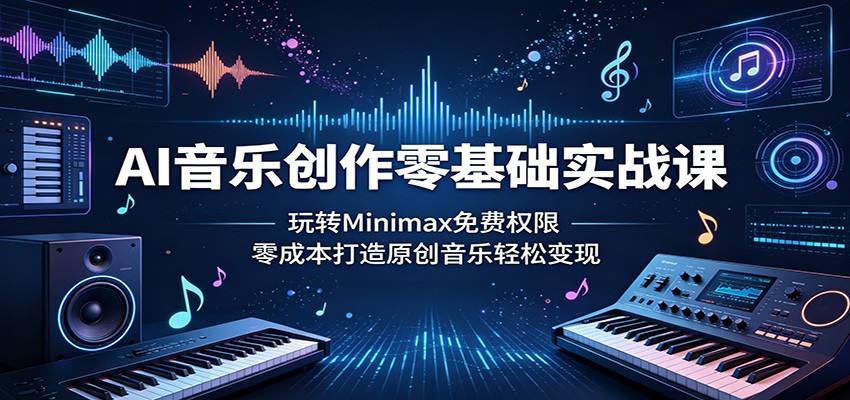 AI音乐创作零基础实战课：玩转Minimax免费权限，零成本打造原创音乐轻松变现-猴哥VIP资源站
