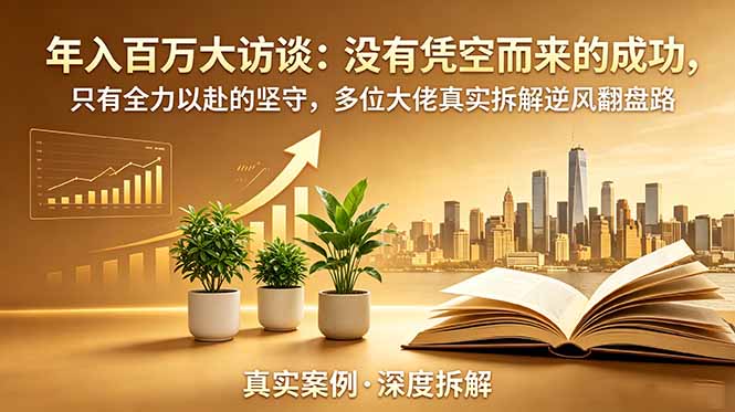 年入百万大访谈-更新：没有凭空而来的成功，只有全力以赴的坚守，多位大佬真实拆解逆风翻盘路-猴哥VIP资源站