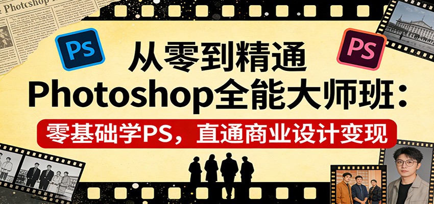 从零到精通Photoshop全能大师班:零基础学PS,直通商业设计变现-猴哥VIP资源站