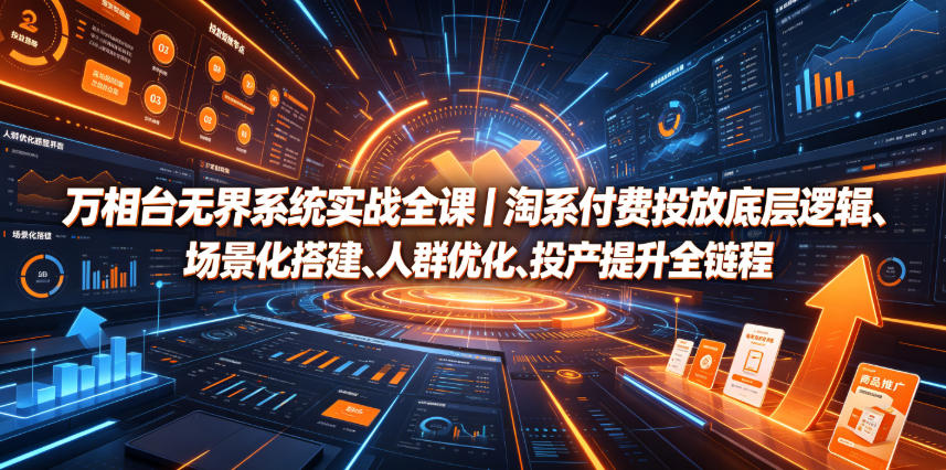 万相台无界系统实战全课|淘系付费投放底层逻辑、场景化搭建、人群优化、投产提升全链路运营教程-猴哥VIP资源站