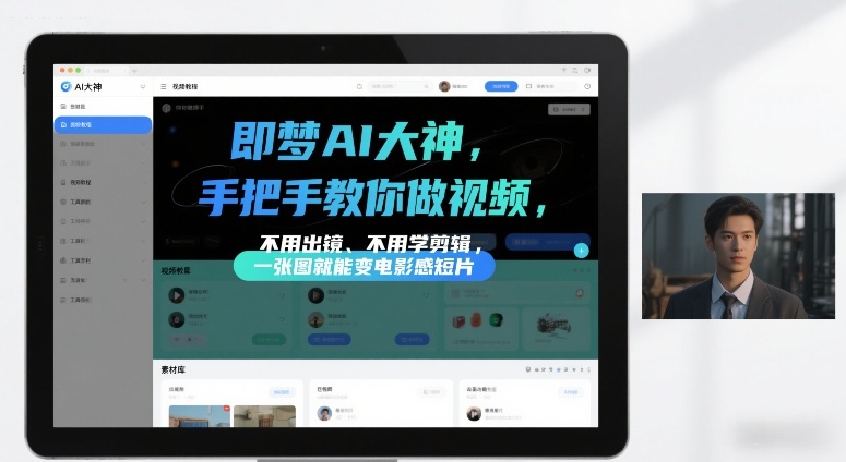 即梦AI大神手把手教你做视频，不用出镜、不用学剪辑，一张图就能变电影感短片-猴哥VIP资源站