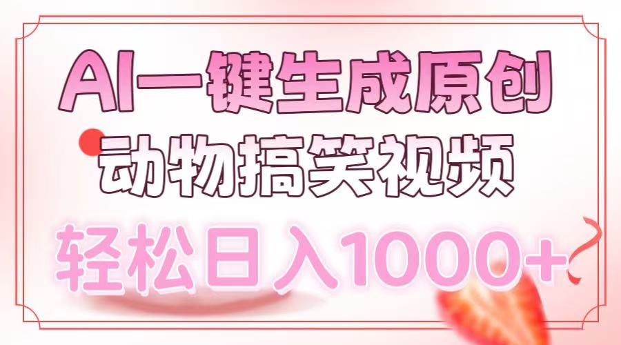 AI一键生成原创动物搞笑视频，轻松日入1000+-猴哥VIP资源站