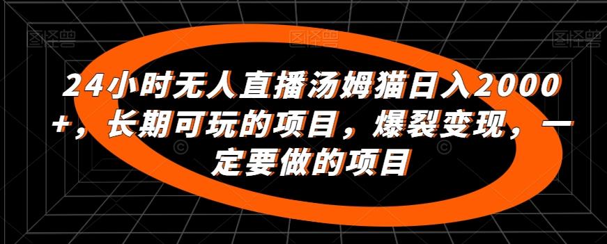 24小时无人直播汤姆猫日入2000+,长期可玩的项目,爆裂变现,一定要做的项目【揭秘】-猴哥VIP资源站