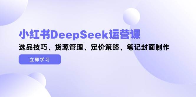 小红书DeepSeek运营课，选品技巧、货源管理、定价策略、笔记封面制作-猴哥VIP资源站