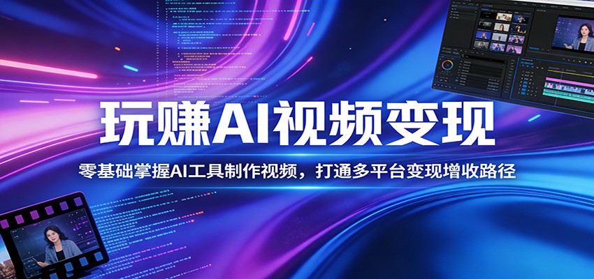 玩赚AI视频变现，零基础掌握AI具制作视频，打通多平台变现增收路径-猴哥VIP资源站