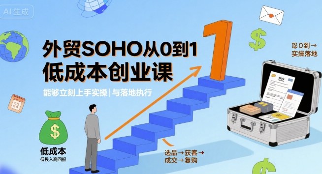 外贸SOHO从0到1低成本创业课，能够立刻上手实操与落地执行-猴哥VIP资源站