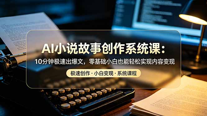 AI小说故事创作系统课:10分钟极速出爆文,零基础小白也能轻松实现内容变现-猴哥VIP资源站