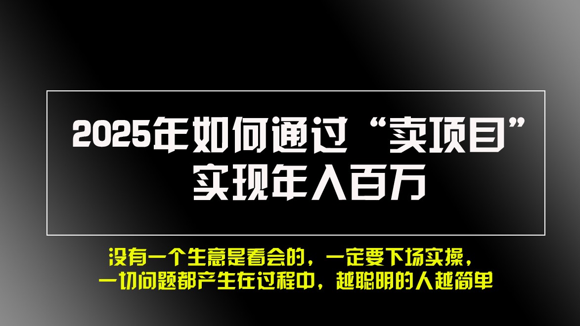 2025年如何通过“卖项目”实现年入百万-猴哥VIP资源站