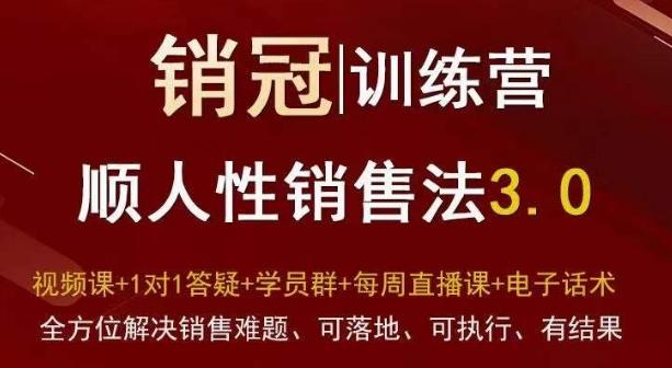 爆款！销冠训练营3.0之顺人性销售法，全方位解决销售难题、可落地、可执行、有结果-猴哥VIP资源站