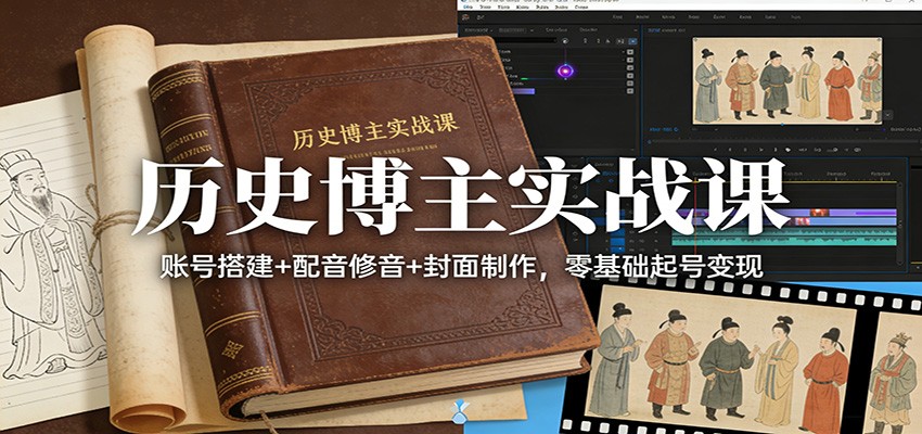 历史博主实战课：账号搭建+配音修音+封面制作，零基础起号变现-猴哥VIP资源站