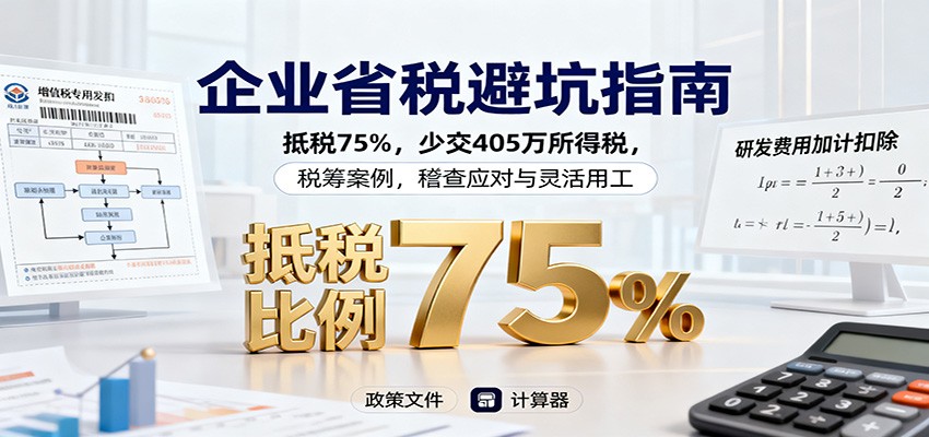企业省税避坑指南：抵税75%，少交405万所得税，税筹案例，稽查应对与灵活用工-猴哥VIP资源站