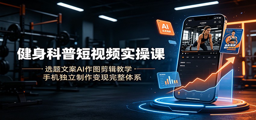 健身科普短视频实操课:选题文案AI作图剪辑教学,手机独立制作变现完整体系-猴哥VIP资源站