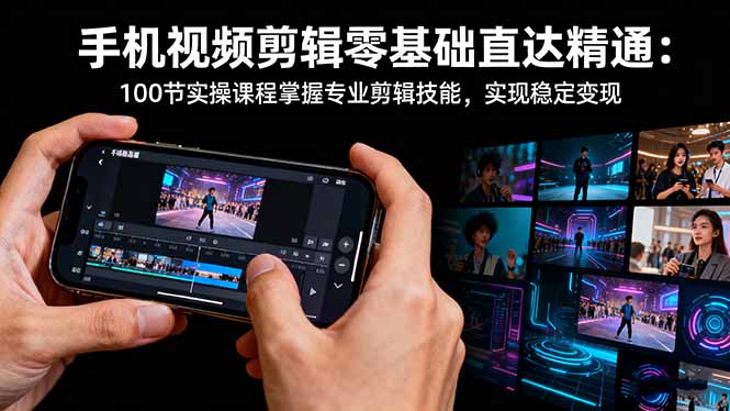 手机视频剪辑零基础直达精通:100节实操课程掌握专业剪辑技能,实现稳…-猴哥VIP资源站