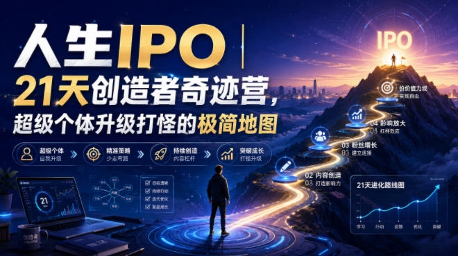 人生IPO︱21天创造者奇迹营,超级个体升级打怪的极简地图-猴哥VIP资源站
