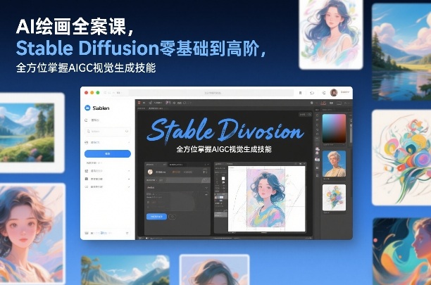 AI绘画全案课,Stable Diffusion零基础到高阶,全方位掌握AIGC视觉生成技能-猴哥VIP资源站