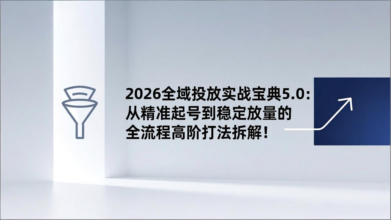 2026全域投放实战宝典5.0：从精准起号到稳定放量的全流程高阶打法拆解！-猴哥VIP资源站