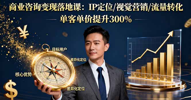 商业咨询变现落地课：IP定位/视觉营销/流量转化，单客单价提升300%-猴哥VIP资源站