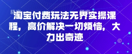 淘宝付费玩法无界实操课程,高价解决一切烦恼,大力出奇迹