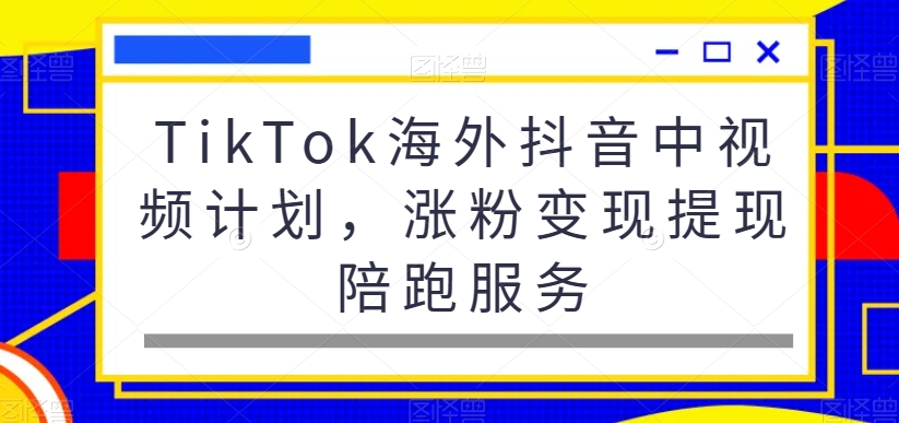 TikTok海外抖音中视频计划，涨粉变现提现陪跑服务-猴哥VIP资源站