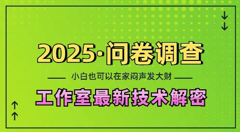 2025问卷调查最新工作室技术解密:一个人在家也可以闷声发大财,小白一天2张,可矩阵放大【揭秘】-猴哥VIP资源站
