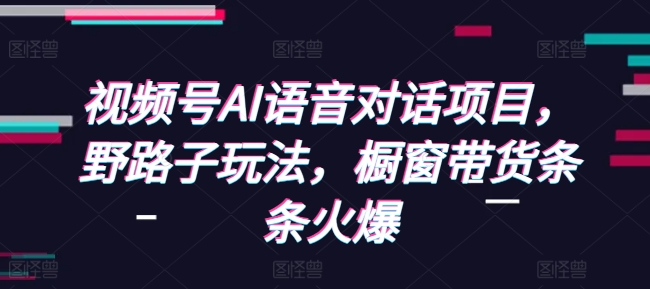 视频号AI语音对话项目，野路子玩法，橱窗带货条条火爆-猴哥VIP资源站