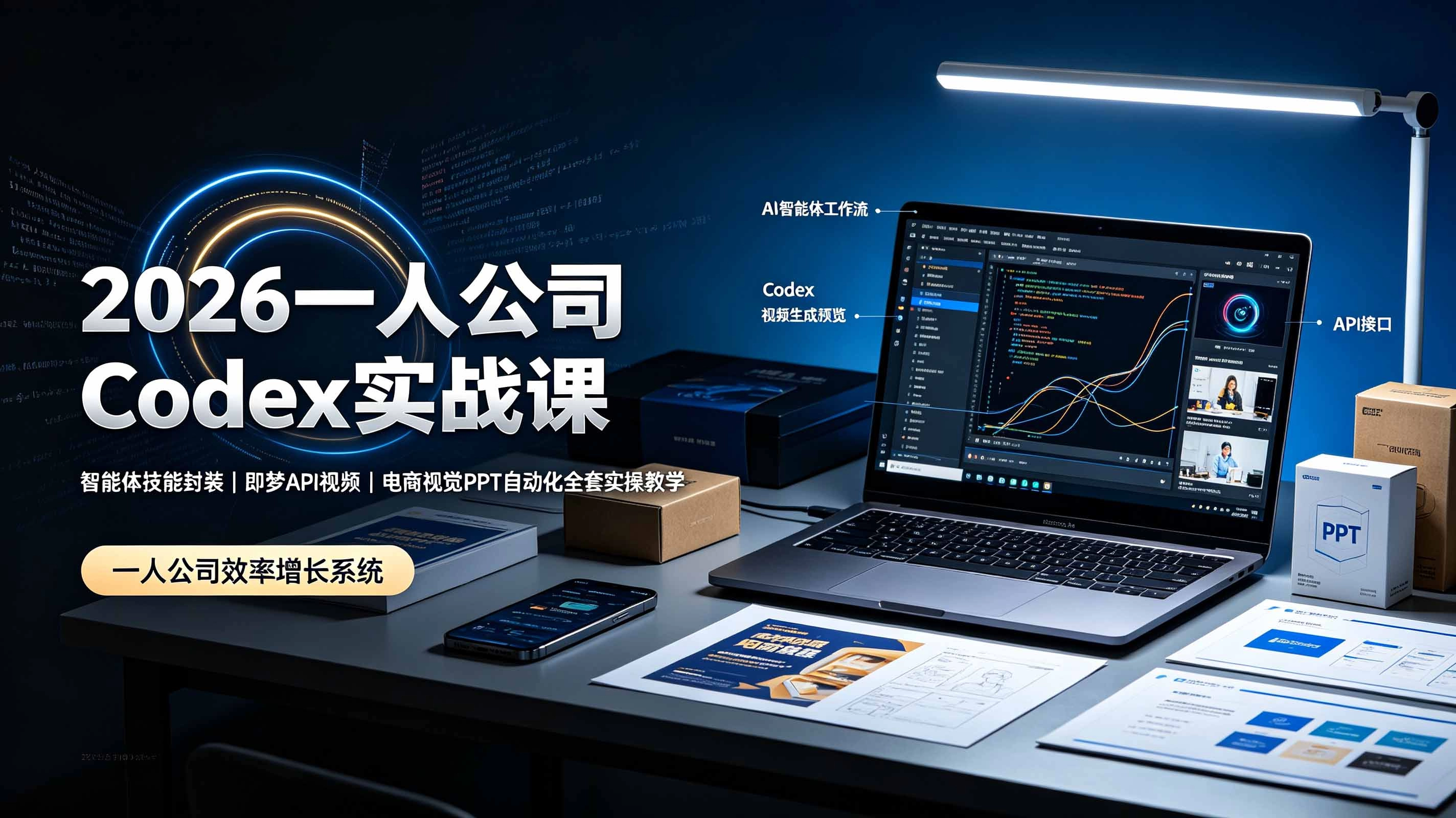 2026一人公司Codex:智能体封装×API自动化×电商视频PPT全能实战-猴哥项目网