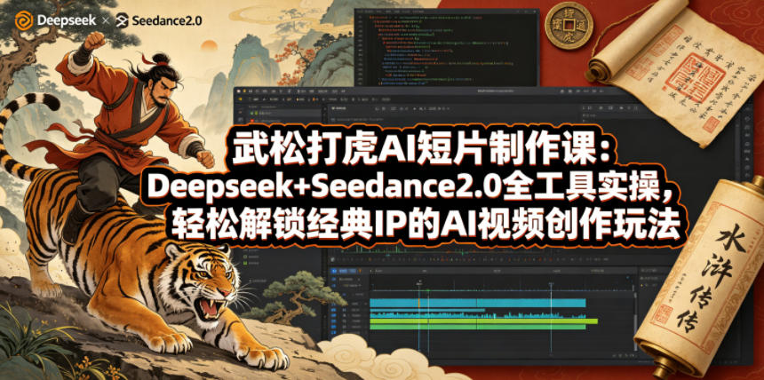 武松打虎AI短片制作课：Deepseek+Seedance2.0全工具实操，轻松解锁经典IP的AI视频创作玩法-猴哥VIP资源站