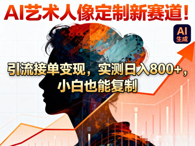 AI艺术人像定制新赛道!引流接单变现,实测日入8张+,小白也能复制-猴哥VIP资源站