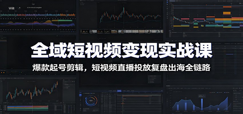 全域短视频变现实战课：爆款起号剪辑，短视频直播投放复盘出海全链路-猴哥VIP资源站