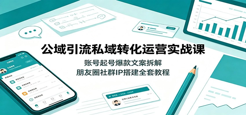 公域引流私域转化运营实战课：账号起号爆款文案拆解，朋友圈社群IP搭建全套教程-猴哥VIP资源站