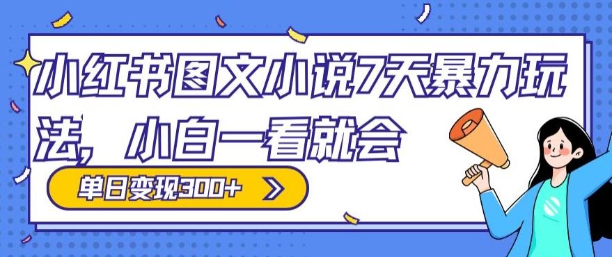 小红书图文小说7天暴力玩法，小白一看就会，单日变现300+-猴哥VIP资源站
