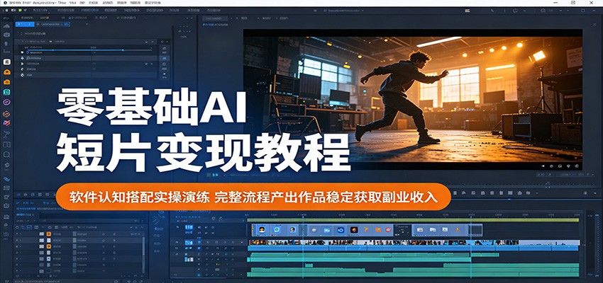 零基础AI短片变现教程：软件认知搭配实操演练，完整流程产出作品稳定获取副业收入-猴哥VIP资源站