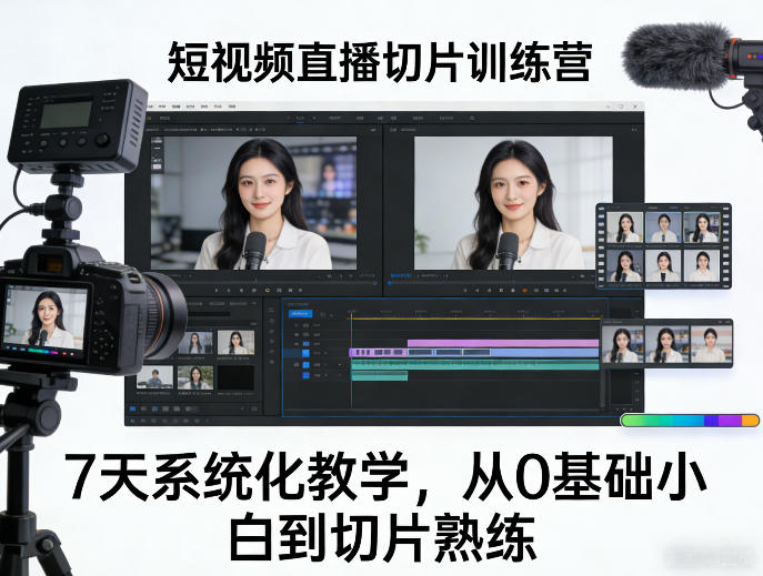 短视频直播切片训练营，7天系统化教学，从0基础小白到切片熟练-猴哥VIP资源站