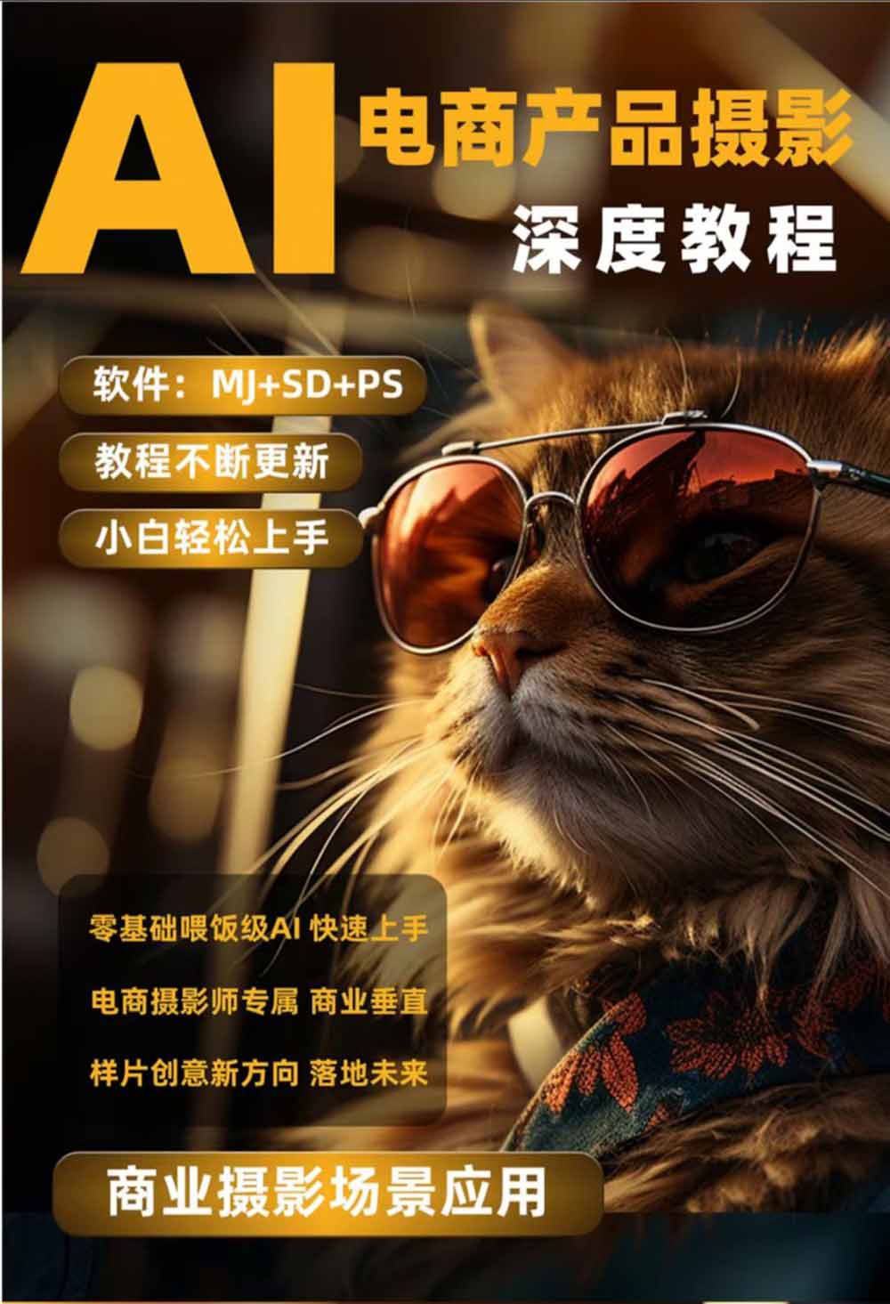 AI电商人像摄影实战课·SD多端部署｜MJ完整教学｜家电护肤家具商品图人像写真全案例-猴哥VIP资源站