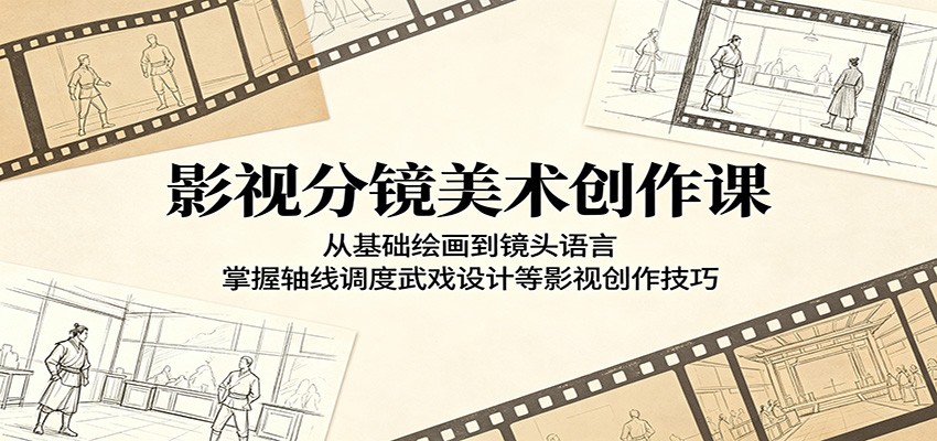 影视分镜美术创作课：从基础绘画到镜头语言，掌握轴线调度武戏设计等影视创作技巧-猴哥VIP资源站