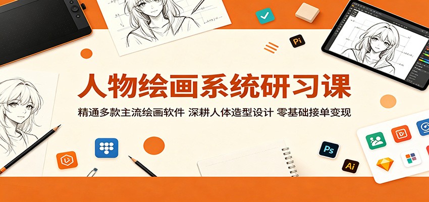 人物绘画系统研习课：精通多款主流绘画软件，深耕人体造型设计，零基础接单变现-猴哥VIP资源站