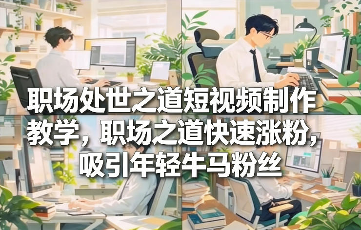 职场处世之道短视频制作教学，职场之道快速涨粉，吸引年轻牛马粉丝-猴哥VIP资源站