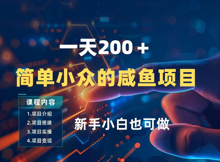 一天收入2张，一个简单小众的咸鱼项目，0门槛小白也能做-猴哥VIP资源站