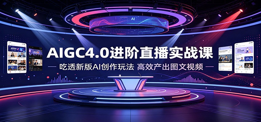 AIGC4.0进阶直播实战课:吃透新版AI创作玩法,高效产出图文视频-猴哥VIP资源站