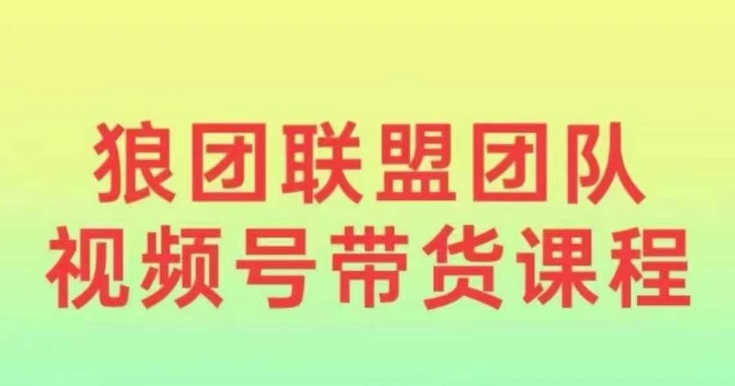 狼团联盟2024视频号带货，0基础小白快速入局视频号-猴哥VIP资源站