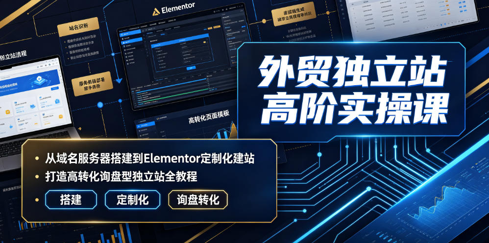 外贸独立站高阶实操课｜从域名服务器搭建到Elementor定制化建站，打造高转化询盘型独立站全教程-猴哥VIP资源站