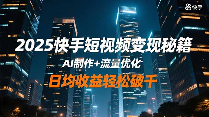 2025快手短视频变现秘籍，AI制作+流量优化，日均收益轻松破千-猴哥VIP资源站