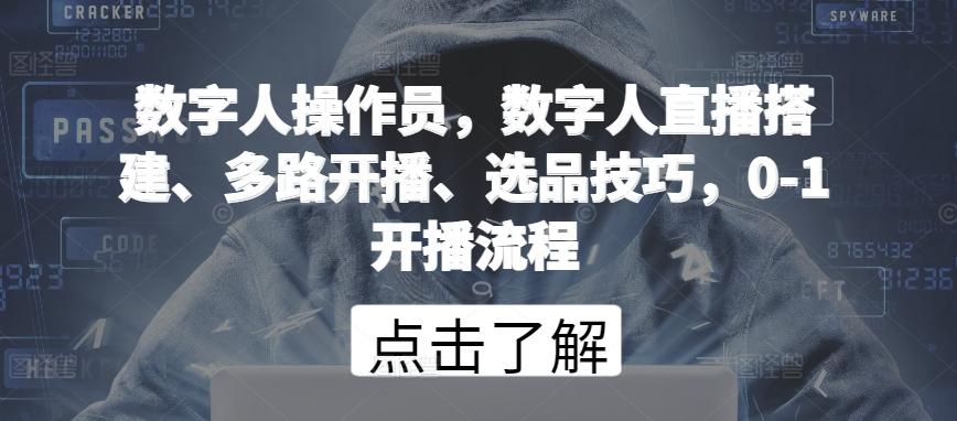 数字人操作员,数字人直播搭建、多路开播、选品技巧,0-1开播流程-猴哥VIP资源站