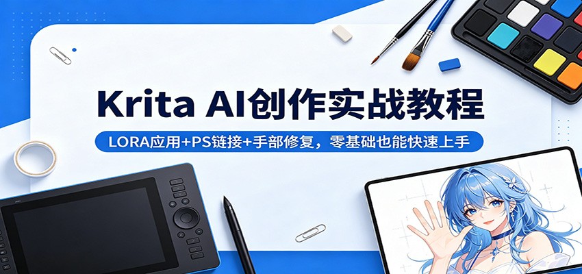 Krita AI创作实战教程：LORA应用+PS链接+手部修复，零基础也能快速上手-猴哥VIP资源站