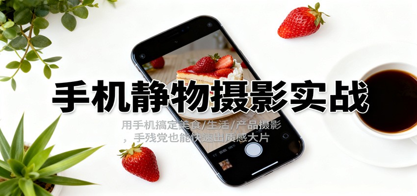 手机静物摄影实战,用手机搞定美食/生活/产品摄影,手残党也能快速出质感大片-猴哥VIP资源站