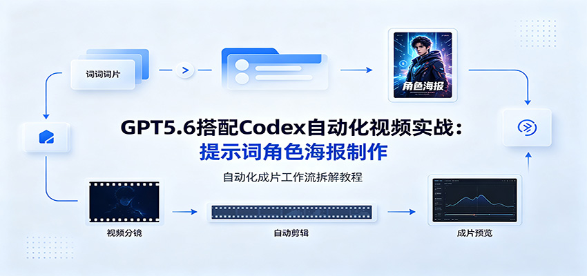 GPT5.6搭配Codex自动化视频实战:提示词角色海报制作,自动化成片工作流拆解教程-猴哥VIP资源站