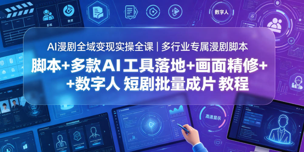 AI漫剧全域变现实操全课｜多行业专属漫剧脚本+多款AI工具落地+画面精修+数字人短剧批量成片全教程-猴哥VIP资源站