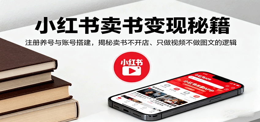 小红书卖书变现秘籍，注册养号与账号搭建，揭秘卖书不开店、只做视频不做图文的逻辑-猴哥VIP资源站